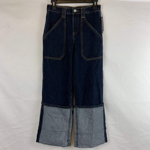 BlankNYC High Cuffed Jeans 24 Blue Dark Wash New NWT - Picture 1 of 12